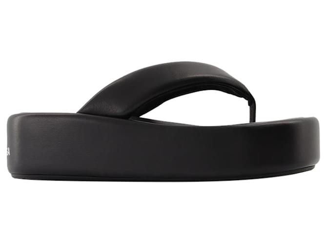 Balenciaga Rise Thong Sandals in Black Canvas Cloth  ref.559640