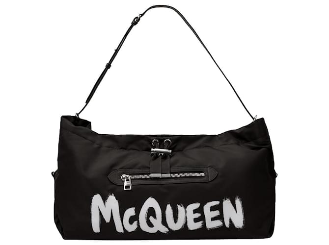 Alexander Mcqueen Drawstring Bag in Black Nylon  ref.559735