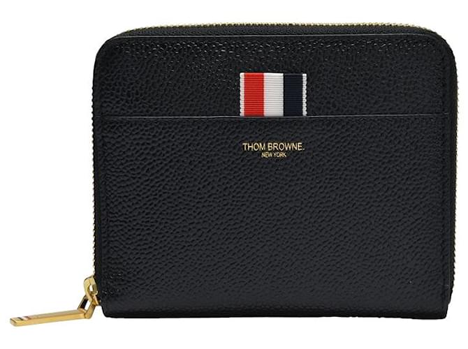 Thom Browne Zipped Purse in Grained Black Leather  ref.559751