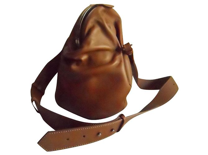 Handtasche aus echtem Leder MAX MARA Cognac