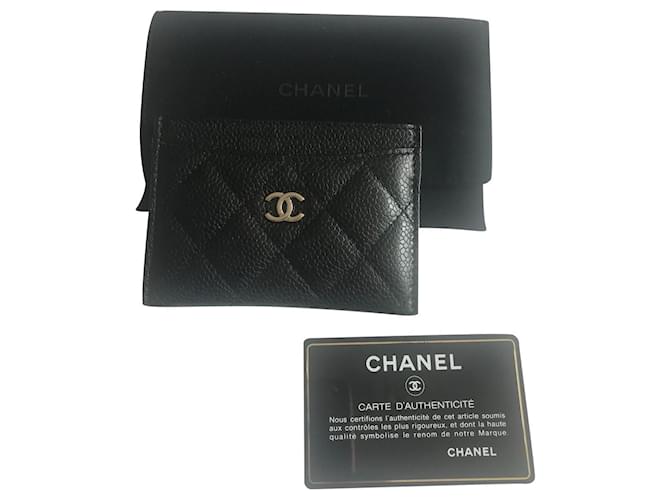 CHANEL 2022 Black Caviar Classic Card Holder GHW *New - Timeless