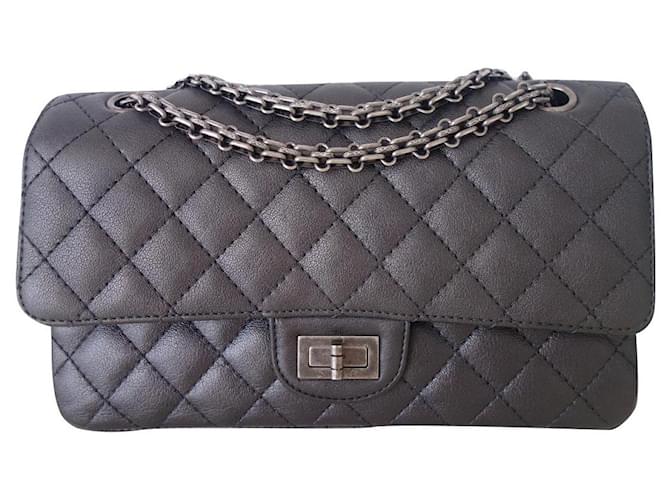 Chanel Bag 2.55 Grey Leather  ref.559918