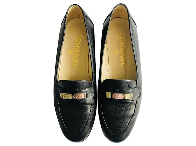 CHANEL, Shoes, Chanel Gold Metallic Loafersauthentic