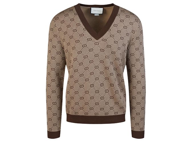 Gucci V-Ausschnitt GG Supreme Pullover