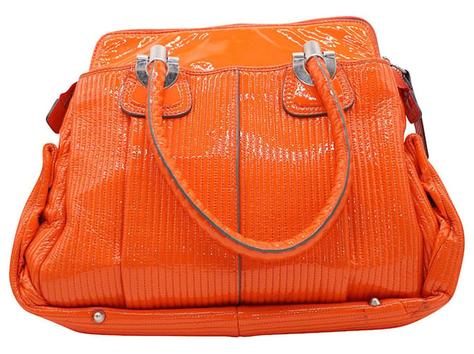 Chloé Chloe Heloise Gesteppte Einkaufstasche aus orangefarbenem Leder  ref.560647