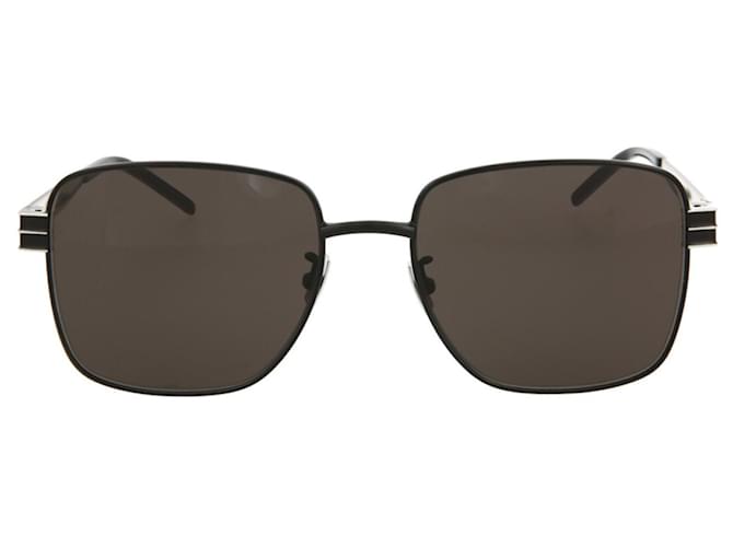 Square Frame Metal Sunglasses in Silver - Saint Laurent