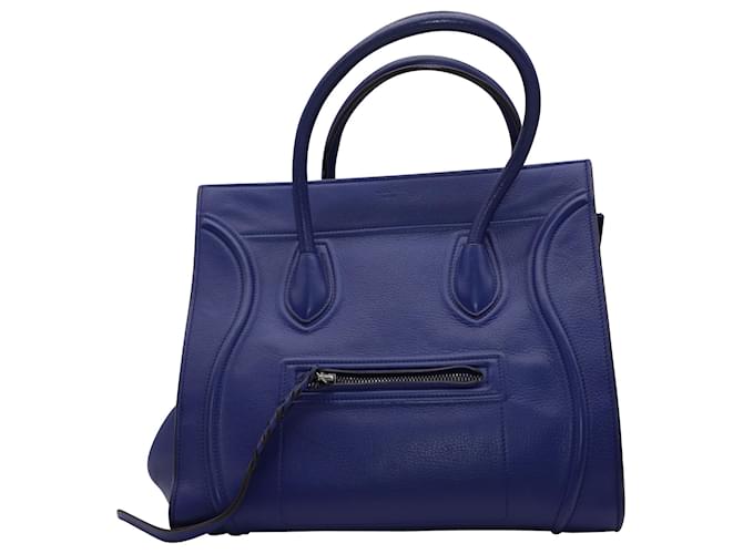 Céline Borsa tote Celine Phantom Luggage media in pelle blu  ref.560832