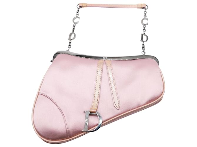 Saddle Dior Mini-Satteltasche aus rosafarbenem Satin Pink  ref.560948