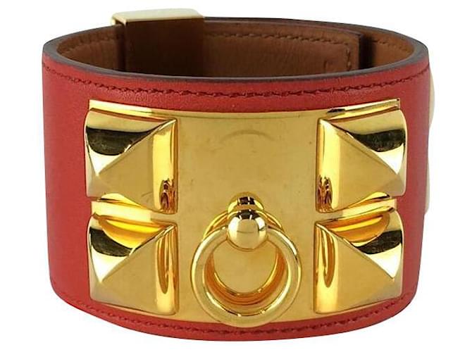 Hermès HERMES Collier de Chien / Armband / Leder / ROT / Nieten / verpackt / Armband Collier de Chien  ref.561090