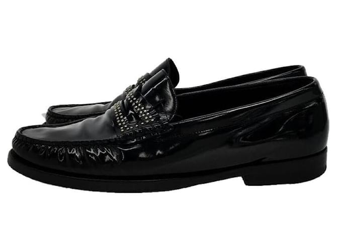 SAINT LAURENT Studs coin loafers / 41 / BLK / Enamel Black ref