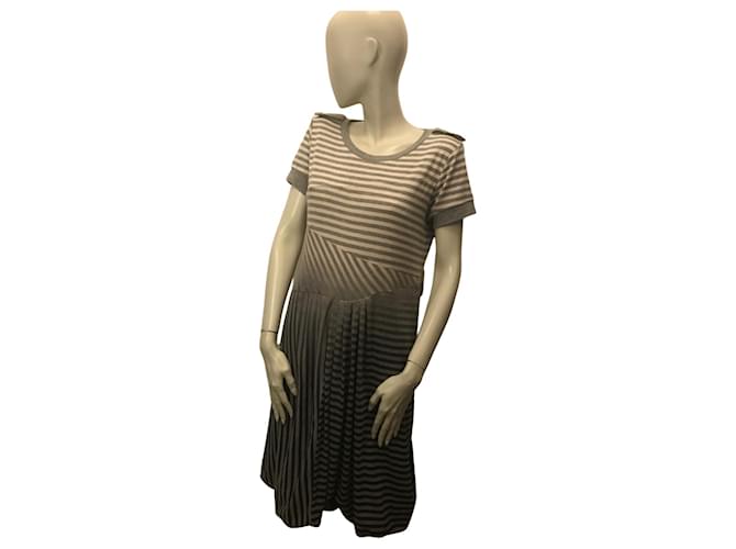 Sportmax striped dress Grey Viscose  ref.561171
