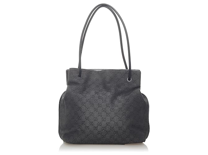 Gucci Black GG Canvas Gifford Tote Bag Leather Cloth Pony-style calfskin Cloth  ref.561230