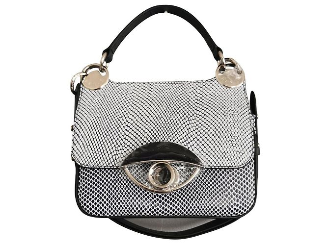 Bolsa Kenzo TALI em couro azul marinho e branco Hardware prateado