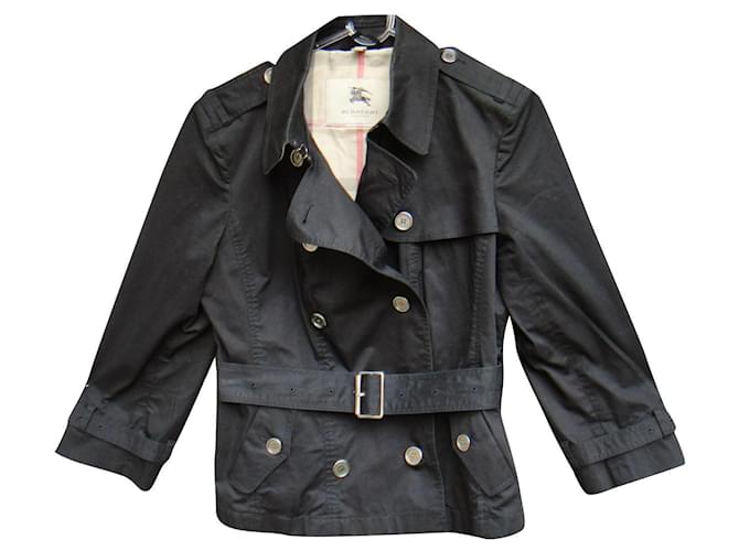 Burberry mini trench coat size 40 Black Cotton Elastane  ref.561375