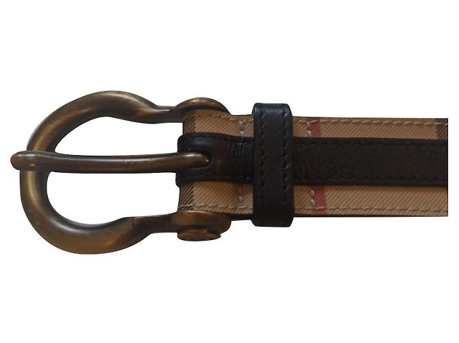 Burberry patterned leather belt light brown