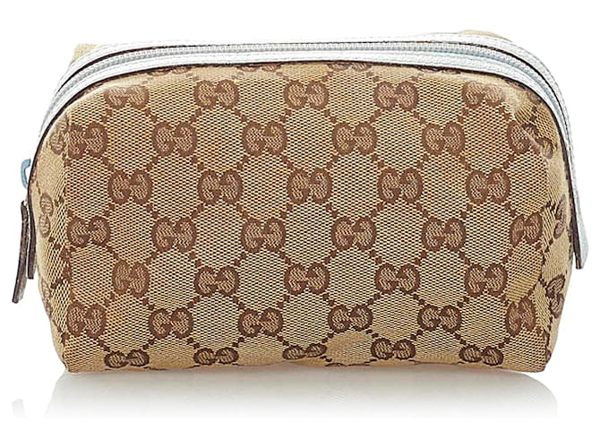 Gucci Cosmetic Pouch Bag Brown Canvas