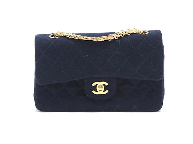 Chanel - Medium Double Flap Bag Caviar Navy Blue