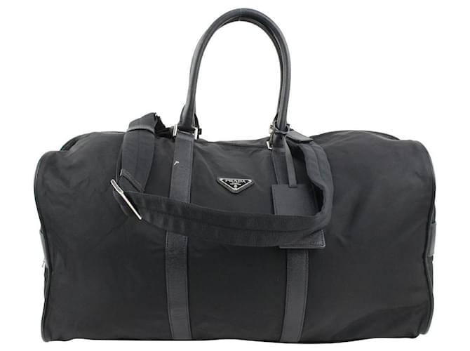 Prada Boston Reisetasche aus schwarzem Tessuto-Nylon Leder  ref.561643