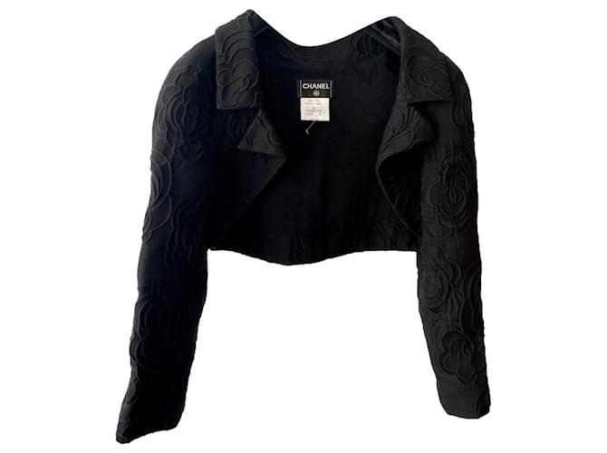 Chanel Short jacket Black Silk Cotton  ref.561835