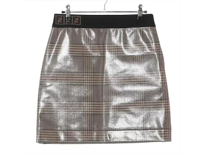 Fendi Skirts Brown Wool Polyurethane  ref.562077
