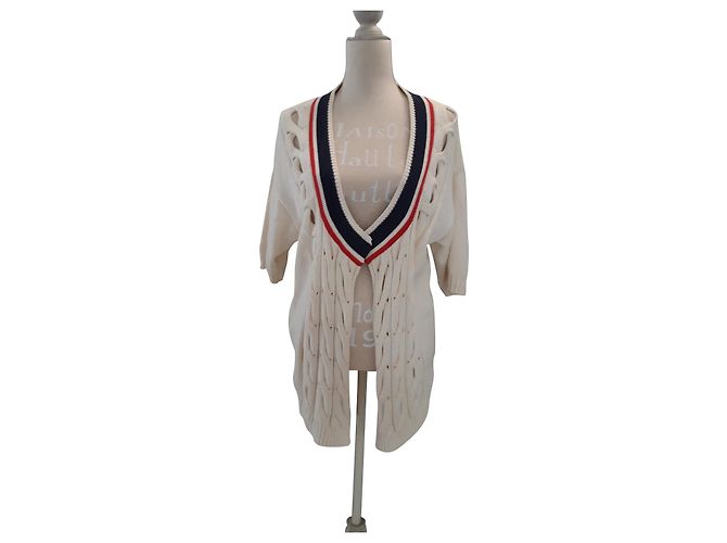 Cardigan Carven Eggshell in cotone a trecce Bianco sporco