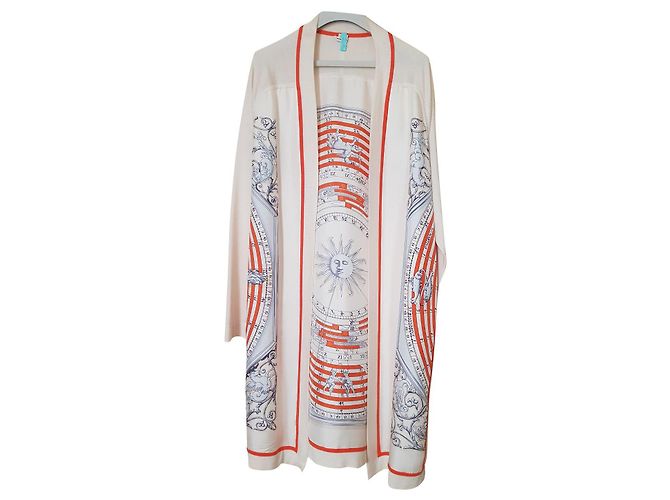 Hermès Hermes Strickjacke Twillaine Long Ecru Rot Aus weiß