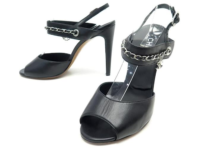 CHANEL Sandals T.EU 38.5 Leather Black ref.862583 - Joli Closet