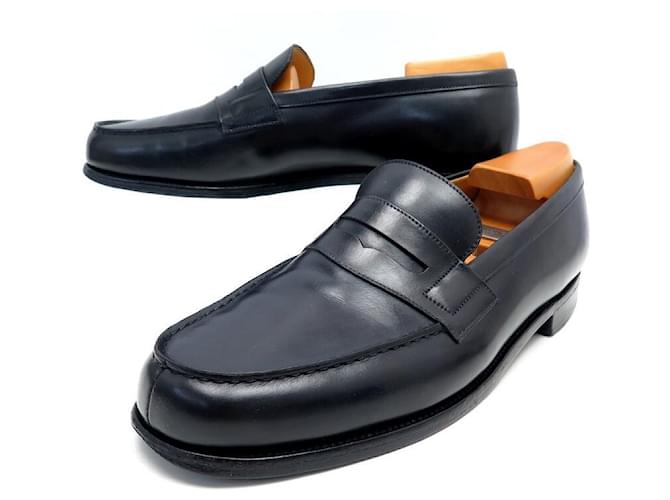 ZAPATOS JM WESTON 180 Mocasines de la Iglesia 8.5D 43 Zapatos de cuero negro  ref.562123