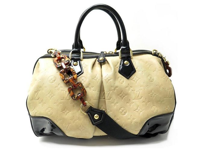 BOLSA DE MÃO LOUIS VUITTON STEPHEN SPROUSE BOSTON MONOGRAM EMPREINTE DE COURO Bege