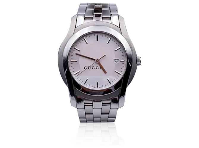 Gucci Mod de acero inoxidable plateado 5500 Reloj de pulsera XL esfera blanca Plata ref.562314 Joli Closet