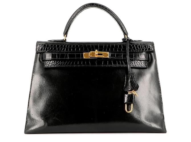 Hermès hermes kelly Black Exotic leather  ref.562572