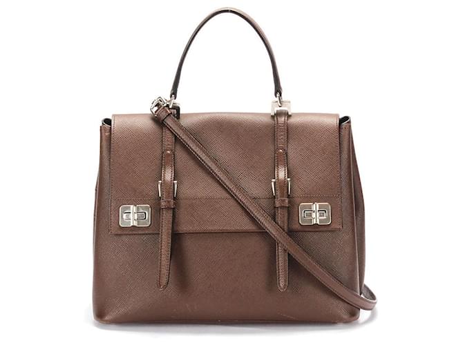 Prada Brown Leather Small Flap Bag