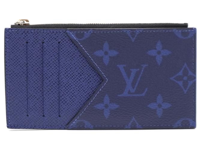 Louis Vuitton Blaue Taiga-Monogramm-Taschen-Organizer-Geldbörse Leder  ref.562649