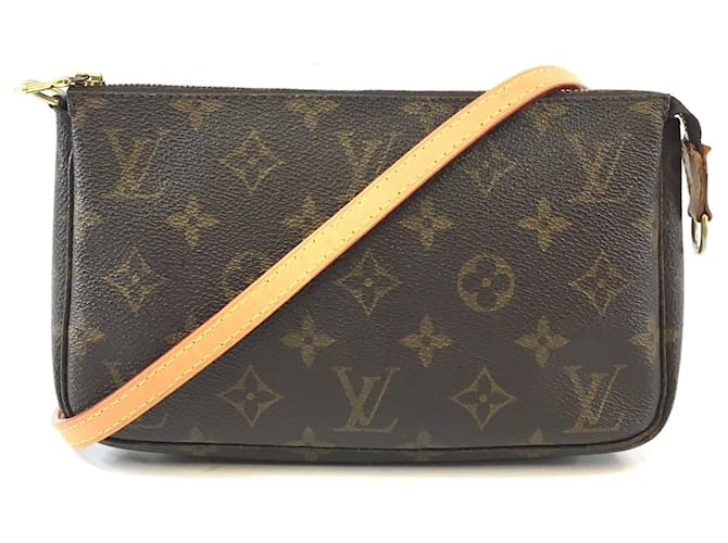 Louis Vuitton Pochette Accessory with Strap Monogram Canvas Brown Leather  ref.562757 - Joli Closet