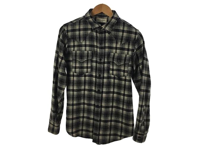 Saint Laurent / flannel shirt / S / wool / gray / check Grey ref