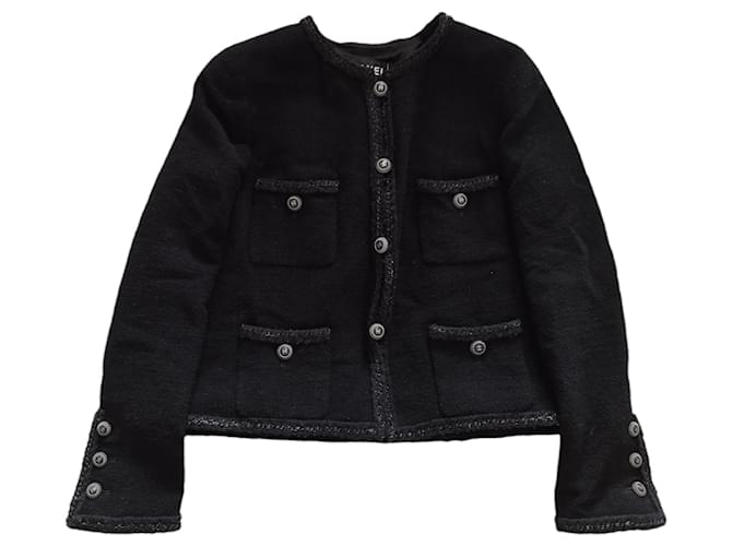 Chanel black jacket 08a Tweed  ref.562923