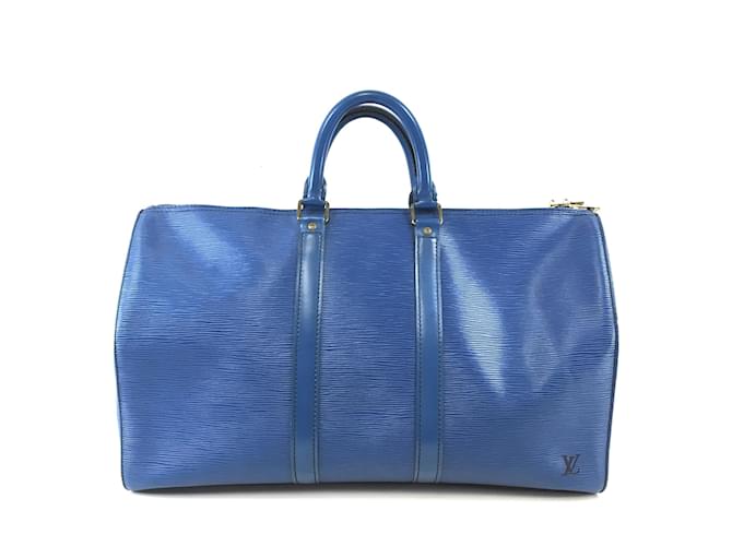Louis Vuitton Keepall 45 Cuir épi bleu  ref.563110