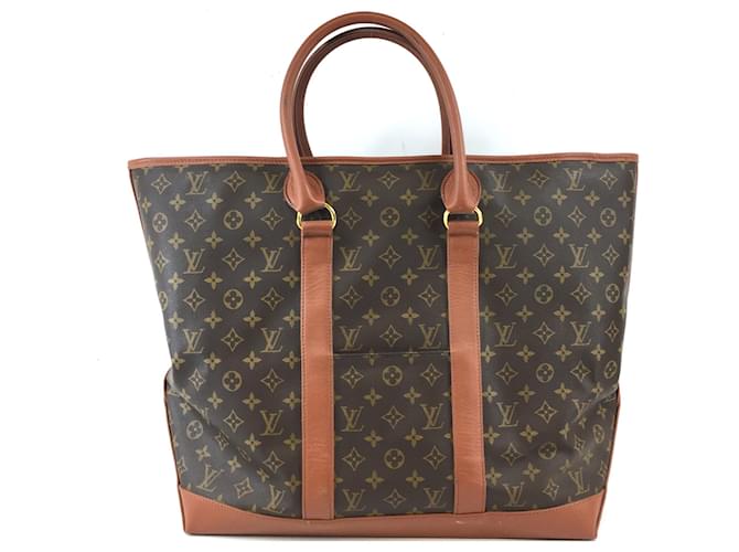 Louis Vuitton Sac Weekend Duffle GM Monogram Canvas Marrone Pelle  ref.563111