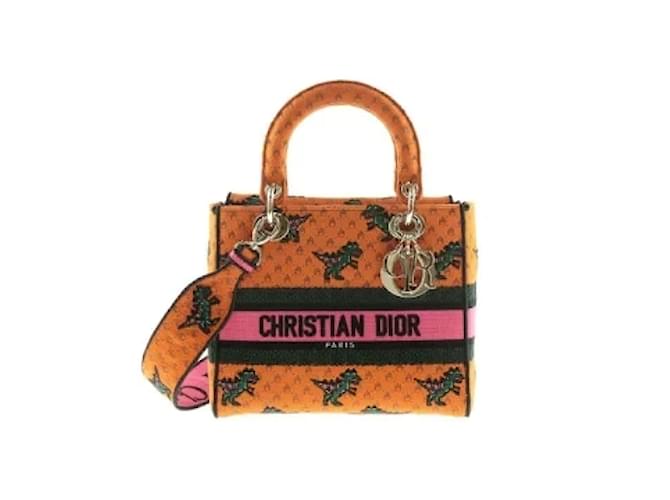 Christian Dior Sacs à main Rose Vert Orange  ref.563298
