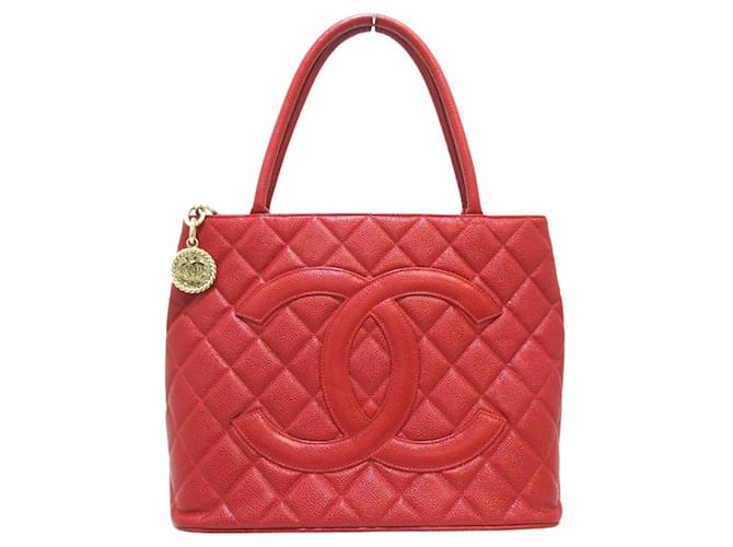Medaillon Chanel Médaillon Red Leather  ref.563304