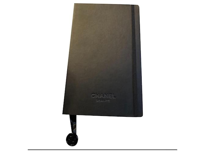 Cambon Chanel breites notizbuch Schwarz Kunstleder  ref.563439