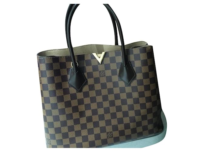 Louis Vuitton Kensington Dark brown Leather Cloth  ref.563457
