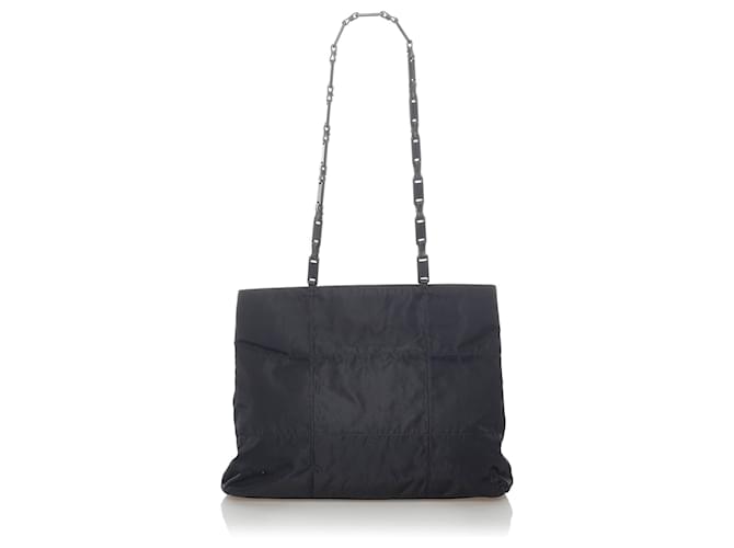 Tote Prada Black Tessuto Chain Shoulder Bag Nylon Cloth  ref.563508