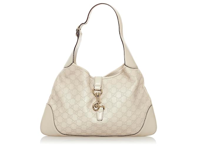 GUCCI バッグ Gucci White Guccissima New Jackie Shoulder Bag Leather Pony