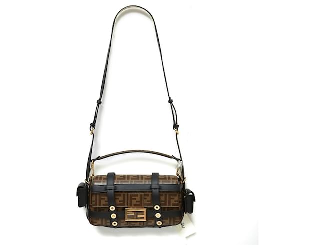 Baguette Fendi CAGE STICK 22 New Brown Leather Cloth  ref.564168