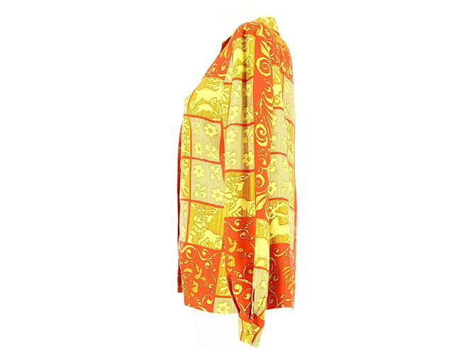 camisa Hermès con estampado de seda Naranja  ref.564192