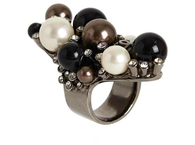 Chanel 04A PEARLS MAXI RING T53/54 Silvery Metal  ref.564206