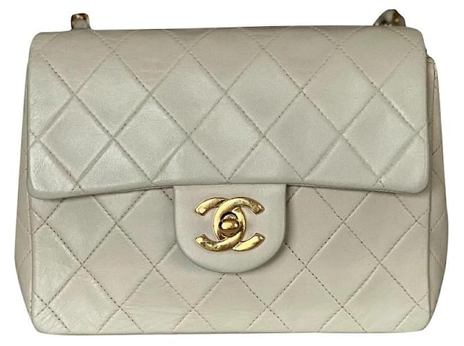 Timeless Vintage Chanel Mini Square Bag Beige Leather  ref.563902