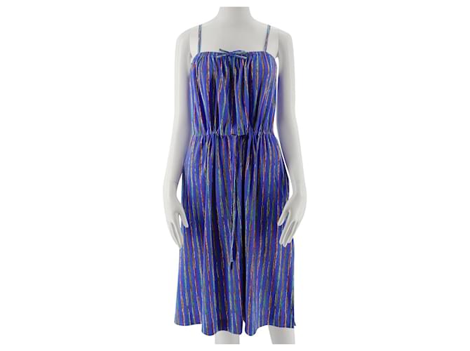 Christian Dior Beachwear Blue Stripes Dress Dark blue Cotton  ref.564003