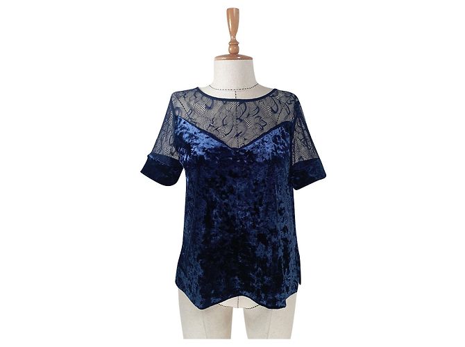 Samsoe & Samsoe Spitzensamt Top Blau 